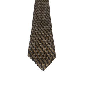 Arrow Neck Tie Mens Gold Black Geometric Print Polyester Business Church‎